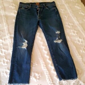 🥀MOTHER Dark Blue Distressed Cropped Jeans